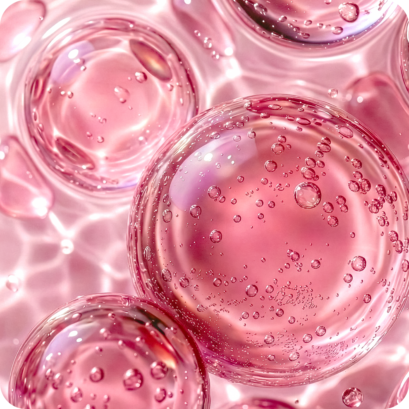 Close-up of pink bubbles in a liquid