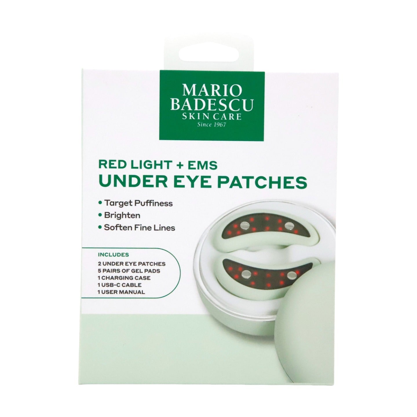 Mario Badescu Red Light + EMS Under Eye Patches packaging on a white background