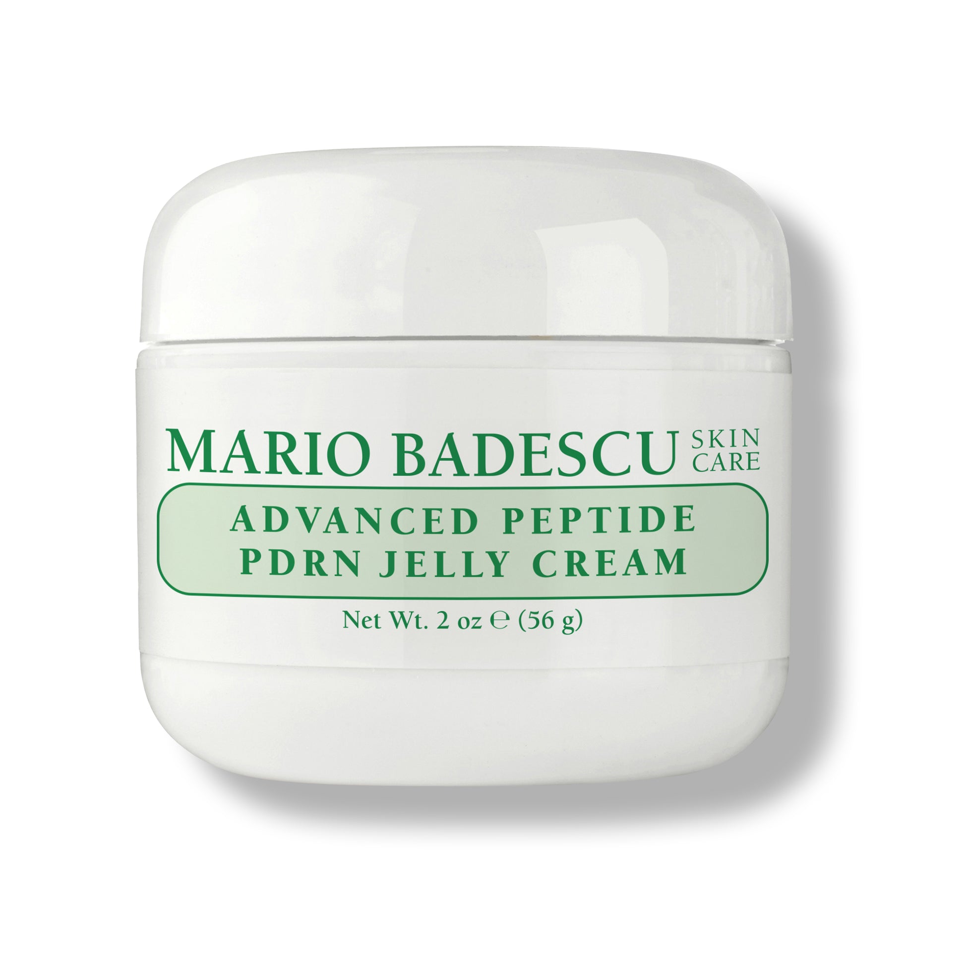 White jar of Mario Badescu Advanced Peptide PDRN Jelly Cream on a white background