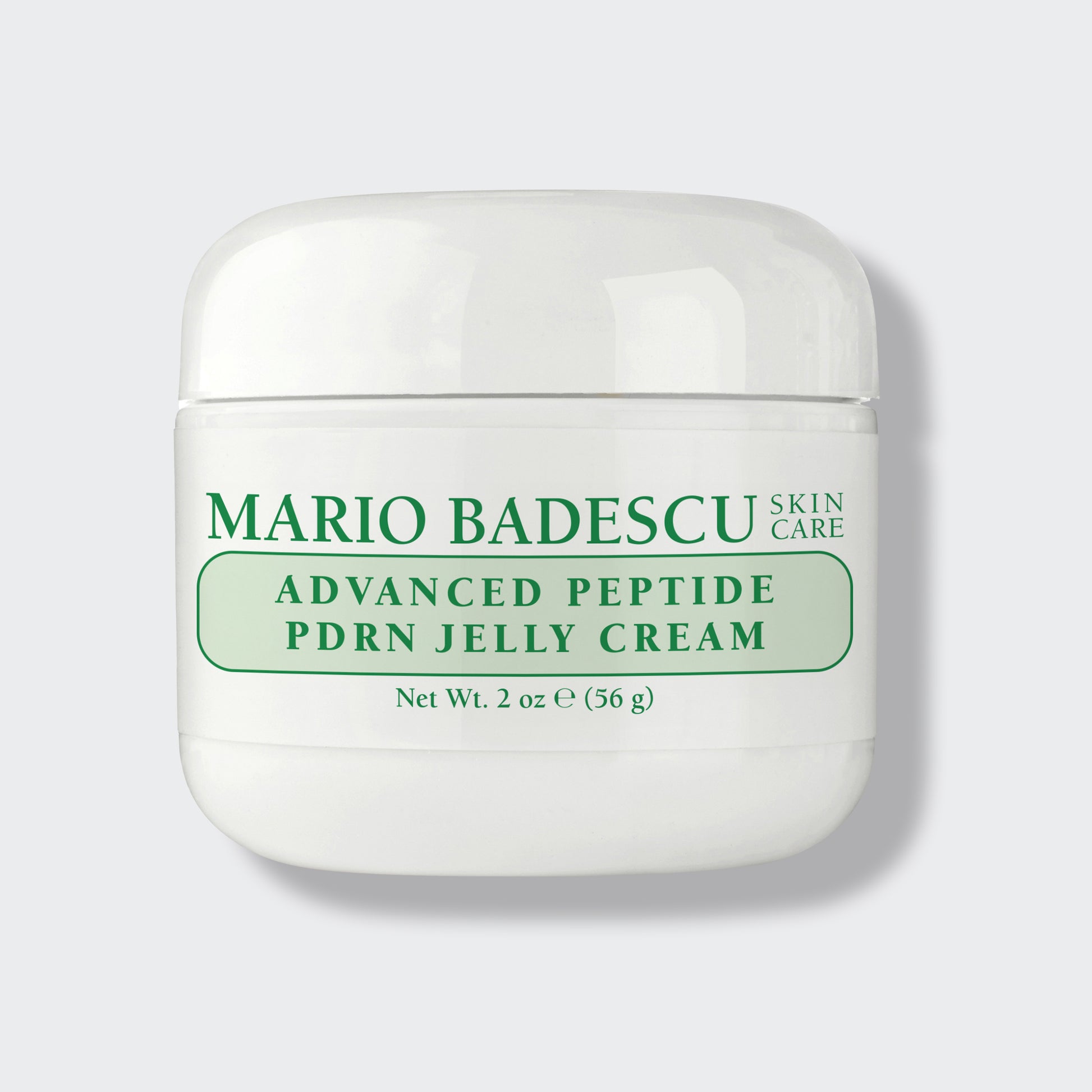 Mario Badescu Advanced Peptide PDRN Jelly Cream jar on a light gray background